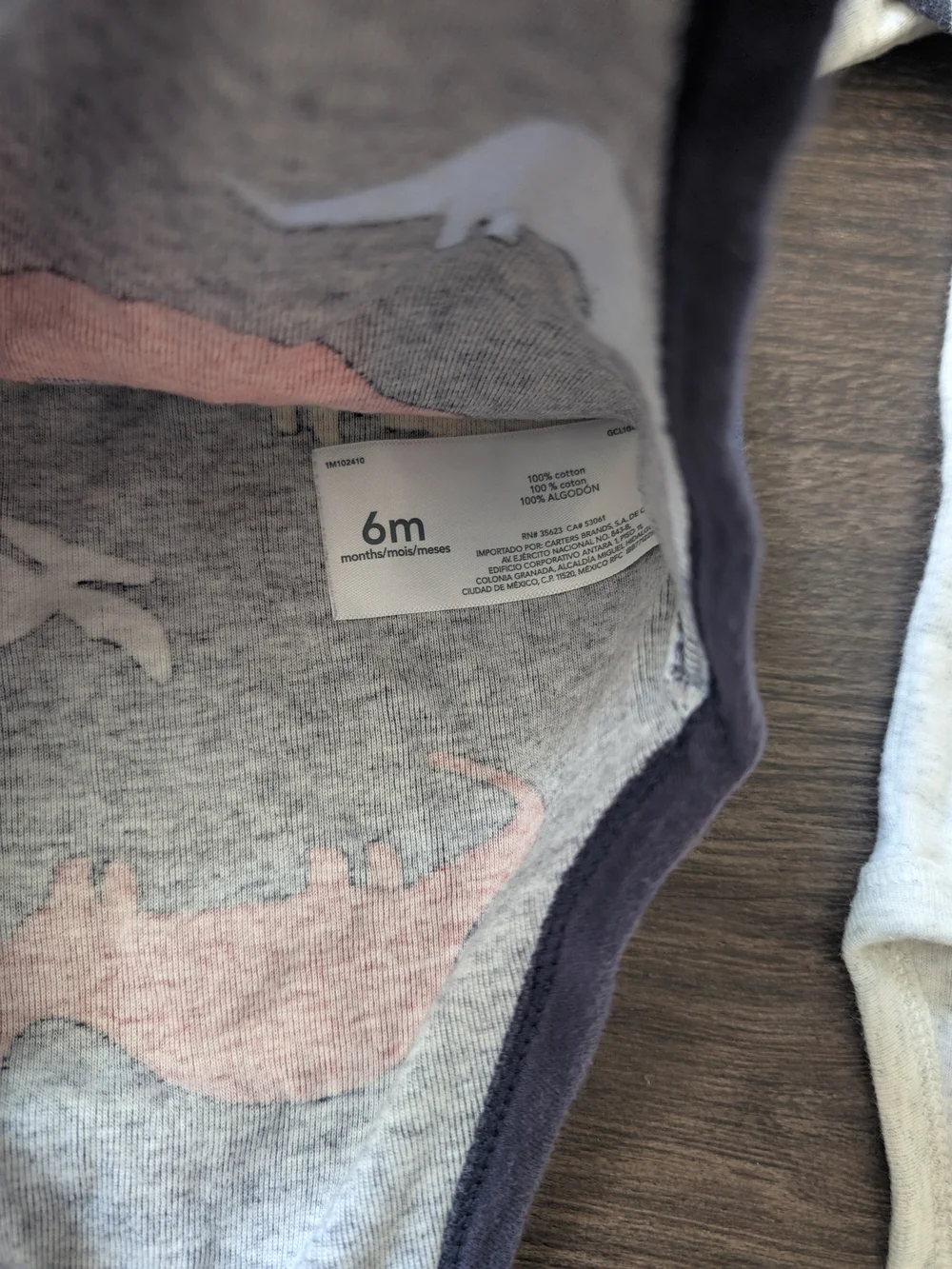 Carter's | Navy Dinosaur & Heather Gray Long Sleeve Onesies - 6M